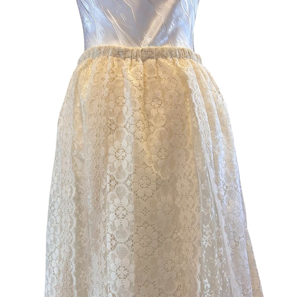 Vintage White Cream Lace Aline Skirt Womens Sz Medium Bridal Boho Ethereal 80s - Picture 14 of 16